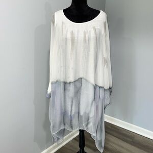 VioletRuby size XL oversized tunic top tie dye white gray